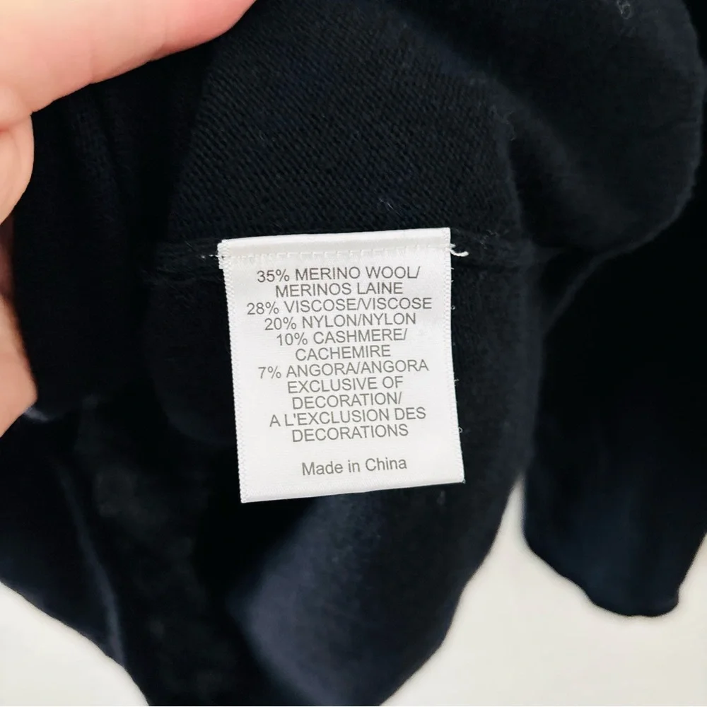 Tory Burch Cashmere Merino Wool Black Long Sleeve Top‎ with Silver Accents